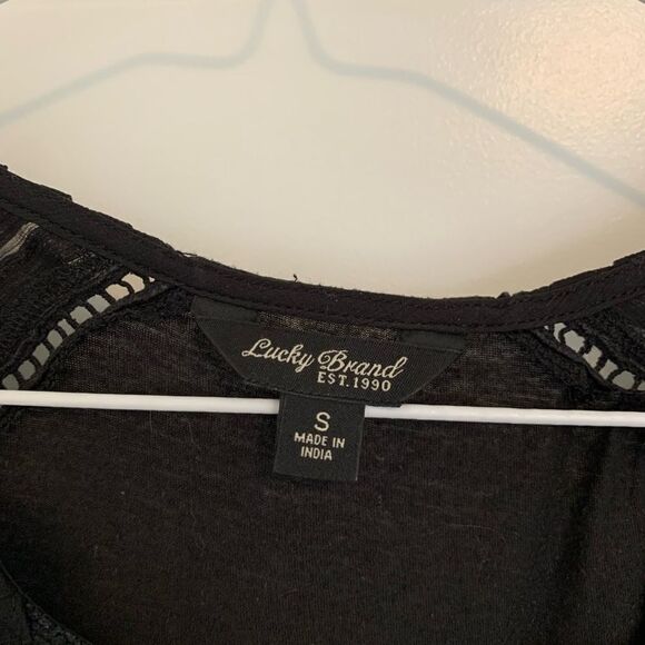 🌸3 for $30🌸 Lucky Brand Sheer Sleeve Blouse with Lace - Picture 4 of 4